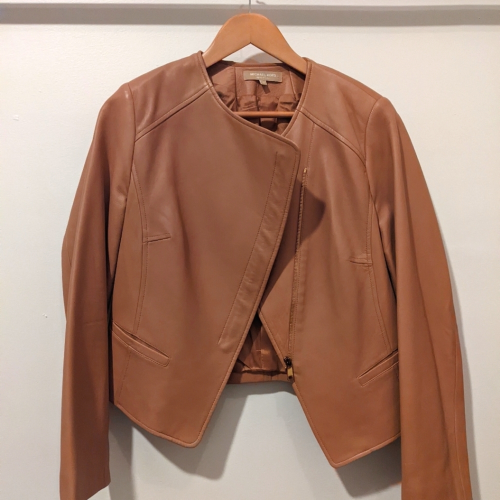Michael Kors camel leather jacket